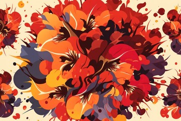 Floral flat pattern background. Generative AI