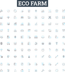 Eco farm vector line icons set. Ecofarm, Sustainable, Agriculture, Green, Organic, Natural, Crops illustration outline concept symbols and signs