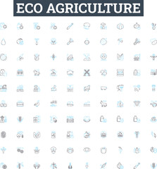 Fototapeta na wymiar Eco agriculture vector line icons set. Organic, Sustainable, Renewable, Biodynamic, Landscaping, Regenerative, Conservation illustration outline concept symbols and signs