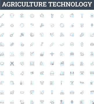 Agriculture technology vector line icons set. Technology, Agriculture, Farming, Irrigation, Crop, Produce, Mechanization illustration outline concept symbols and signs
