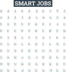 Smart jobs vector line icons set. Smartwork, High-tech, Automation, AI, Robotics, Innovative, IT illustration outline concept symbols and signs