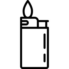 Lighter with fire thin line icon. Promotional product. Modern vector illustration.