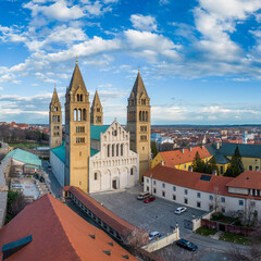 Pecs, Szekesegyhaz. bird eye view
