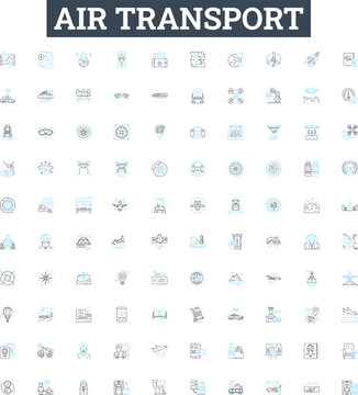 Air transport vector line icons set. Aviation, Airlines, Airway, Concord, Airliner, Jets, Jetset illustration outline concept symbols and signs