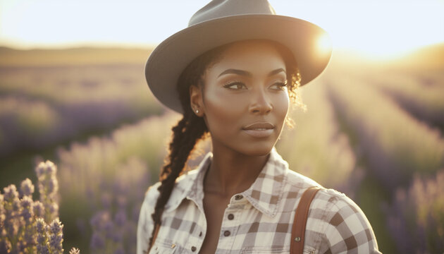 Image AI. Outdoor Portrait of a beautiful afro woman., Generative AI