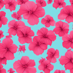 Seamless pattern with pink flowers. Generative AI