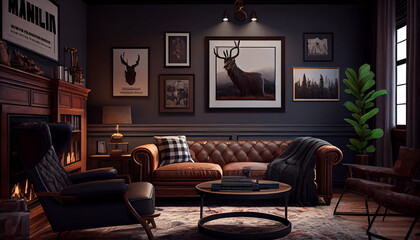 A Masculine Living Room for a Manly Den
