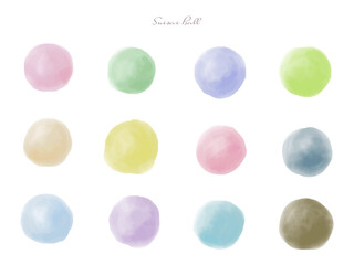 水彩で描いた丸　ベクター有り