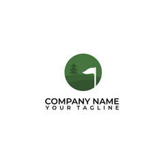 Golf vector icon. Landscape vector logo design with isolated background.