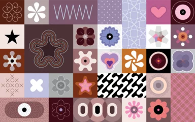 Gardinen Abstract seamless background with different coloured patterns and geometric shapes. Each one of the design element created on a separate layer and can be used as a standalone image. ©  danjazzia