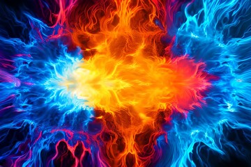 Fototapeta premium The contrast between fire and ice - destop background - Yin Yan illustration