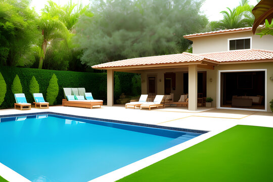 Lifestyle image of a luxury backyard pool