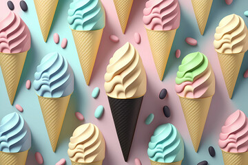 Obraz premium 3d ice-cream pattern background