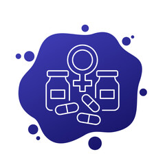 Estrogen therapy line icon for web