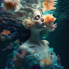 Underwater beautiful lovely mermaid luxury