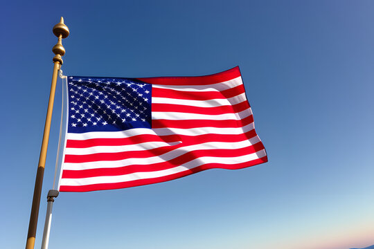USA flag. American flag. American flag blowing in the wind