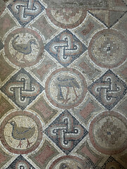 Mosaic Tile Floor in Small Roman Shrine at Carthage Archeological Site, Tunis