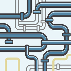 Abstract background with pipes. Hand drawn vector illustration, flat colors.
