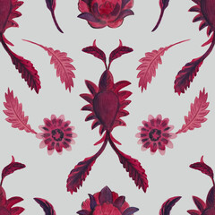 seamless pattern with pink flowers