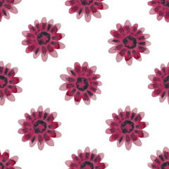 seamless pattern with pink flowers