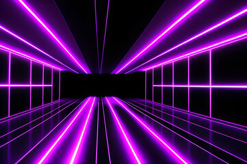 Beautiful abstract futuristic dark background with neon purple and yellow glow.