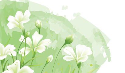Hand-painted vector illustration of small green spring flowers