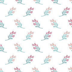 Sweet Pink Floral Branch Garden Vector Graphic Seamless Pattern Art