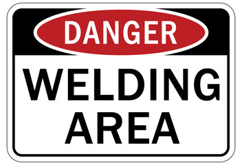 Welding hazard sign and labels welding area