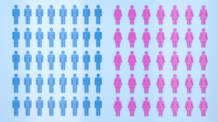 Group of male symbols next to a group of female symbols