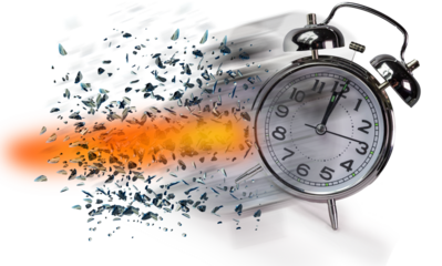 time clock breaking in  flying pieces time pass memory loss future new era feelings