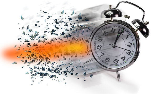 time clock breaking in  flying pieces time pass memory loss future new era feelings