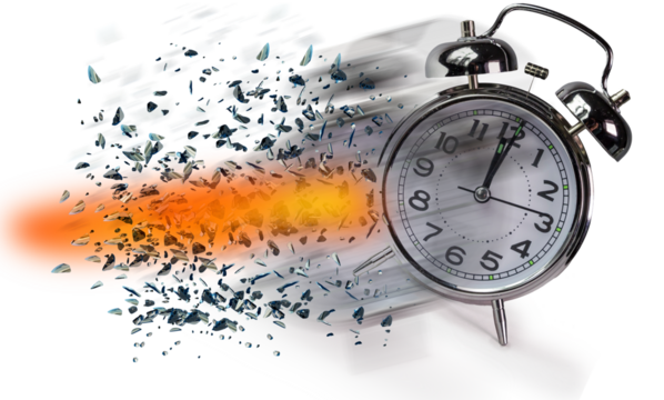 time clock breaking in  flying pieces time pass memory loss future new era feelings