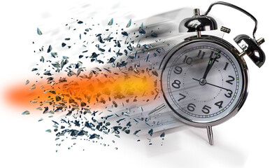 time clock breaking in  flying pieces time pass memory loss future new era feelings