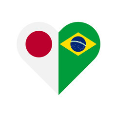 unity concept. heart shape icon of japan and brazil flags. vector illustration isolated on white background