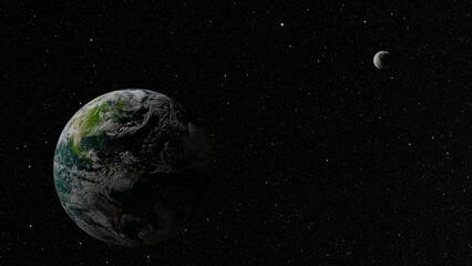The earth and the moon in the deep space. Elements of this vector furnished by NASA. 