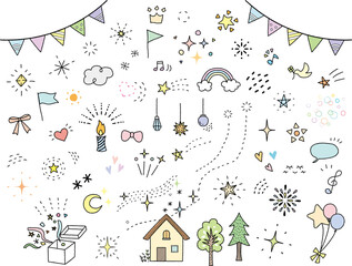 キラキラ手描きイラストセット