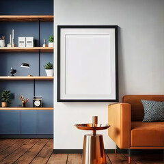 Mockup frame in modern home interior background. Mockup wall. Generative AI