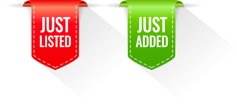 Just listed and Just added vector business ribbons