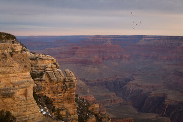 Scenic view of mountains against sky at Grand Canyon National Park during sunset