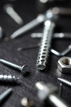 Close-up of work tools on table