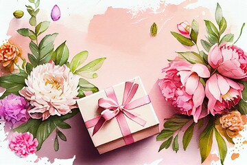  flowers, gifts, watercolor style AI Generated