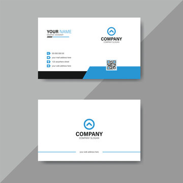 Corporate modern blue minimal business card template layout design. Simple clean layout design