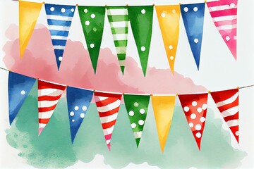  holiday flags, watercolor style AI Generated