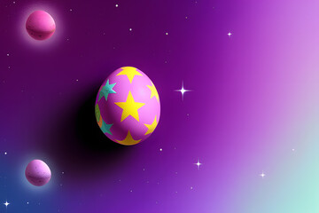 Obraz premium crazy magic dragon egg with cosmic pattern on purple. art creative concept. minimal and surreal artwork