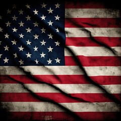 Naklejka premium USA flag waving in the wind. President's Day. Independence Day. Patriotic symbol. Generative AI