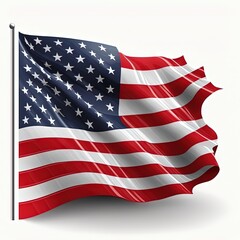 Fototapeta premium USA flag waving in the wind. President's Day. Independence Day. Patriotic symbol. Generative AI