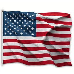 Obraz premium USA flag waving in the wind. President's Day. Independence Day. Patriotic symbol. Generative AI