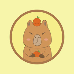 cute capybara vector design illustration line art