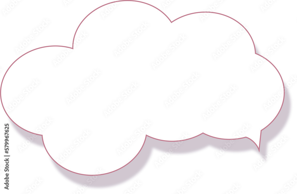 Wall mural dialog message bubble with shadow effect, cloud shape
