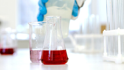 chemical flasks for chemical experiments in a chemical laboratory